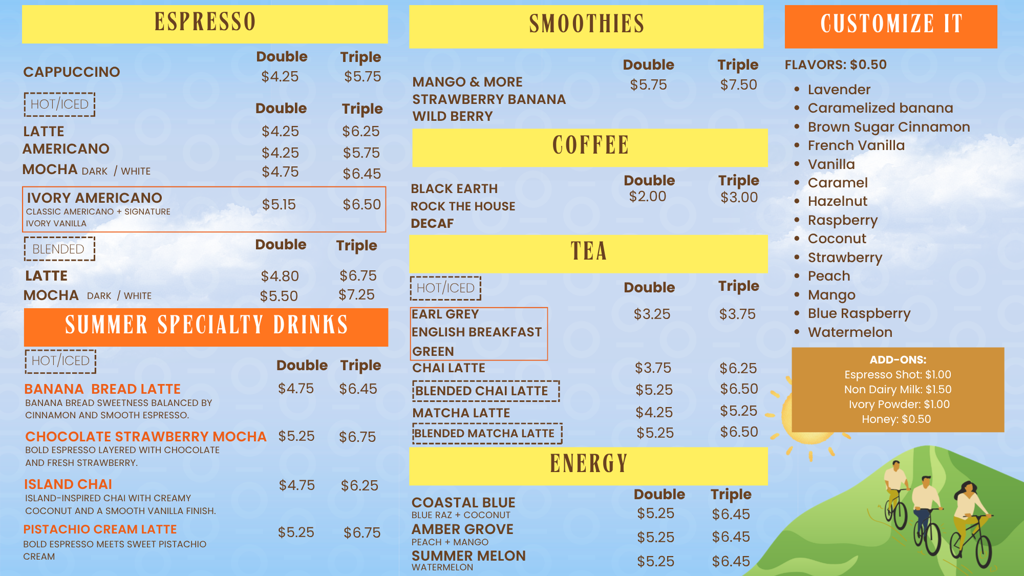 b3 Café Summer Menu
